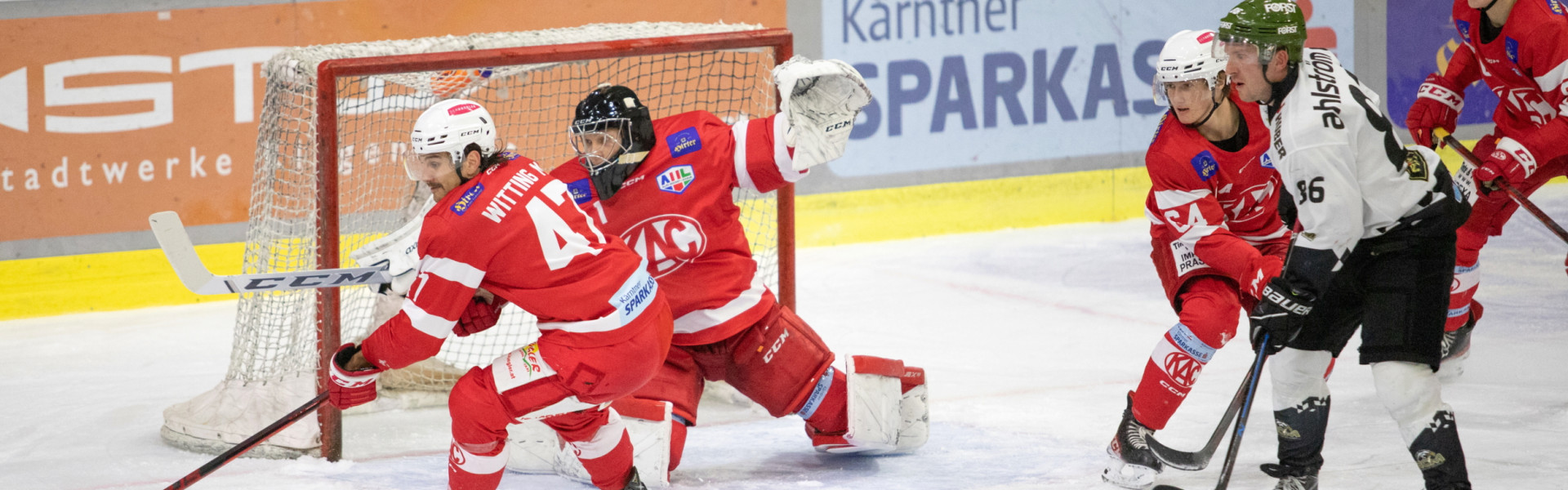 Goalie Val Usnik (KFT) hielt den Heimsieg gegen den HC Meran/o fest