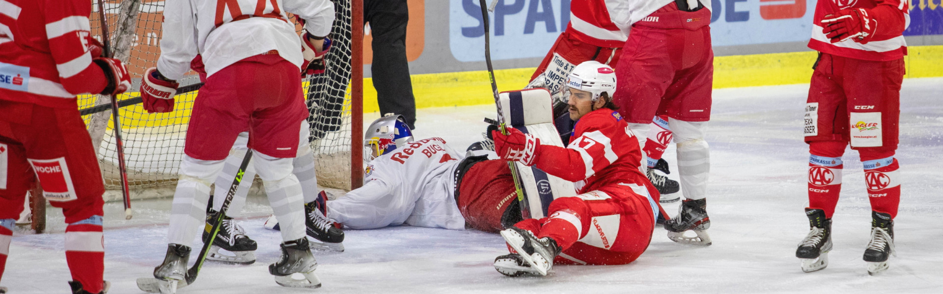 Im Fallen stocherte Marcel Witting (KFT) den Puck zum ersten Treffer der Partie über die Linie