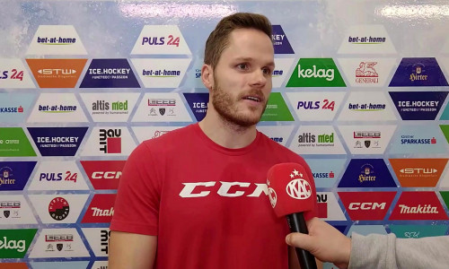 Stefan Geier spricht mit kac.at über seinen Treffer in Dornbirn und das bevorstehende Heimspiel gegen Fehérvár AV19