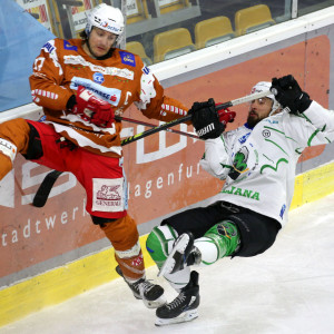 Der EC-KAC wurde vom Tabellenführer aus Ljubljana ins Wanken gebracht und fiel letztlich auch Der EC-KAC wurde vom Tabellenführer aus Ljubljana ins Wanken gebracht und fiel letztlich auch