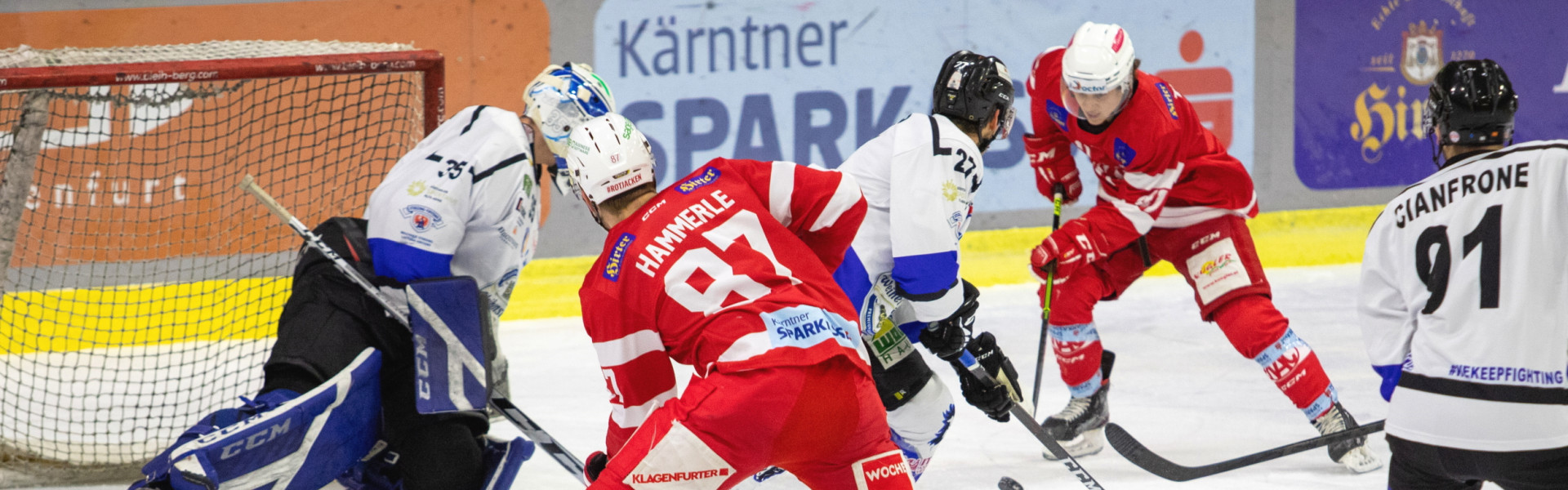 Der Goalie und das kanadische Stürmerduo der Wipptal Broncos standen dem EC-KAC Future Team zum Auftakt der Qualifikationsrunde im Weg