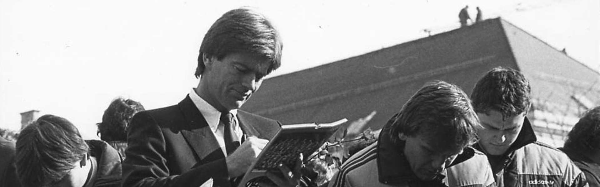KAC-Trainer William "Bill" Gilligan bei der Meisterfeier 1987 am Neuen Platz