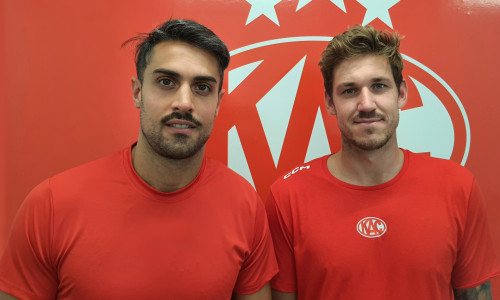 Die KAC-Neuzugänge des Sommers, Lucas Lessio (links) und Jesper Jensen Aabo (rechts)