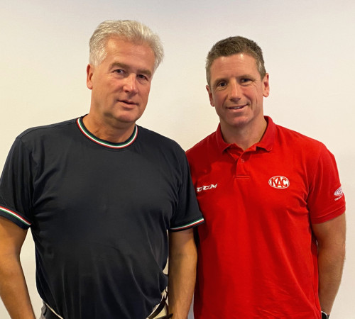 ÖEHV-Sportdirektor Roger Bader und der neue U20-Nationaltrainer, Kirk Furey