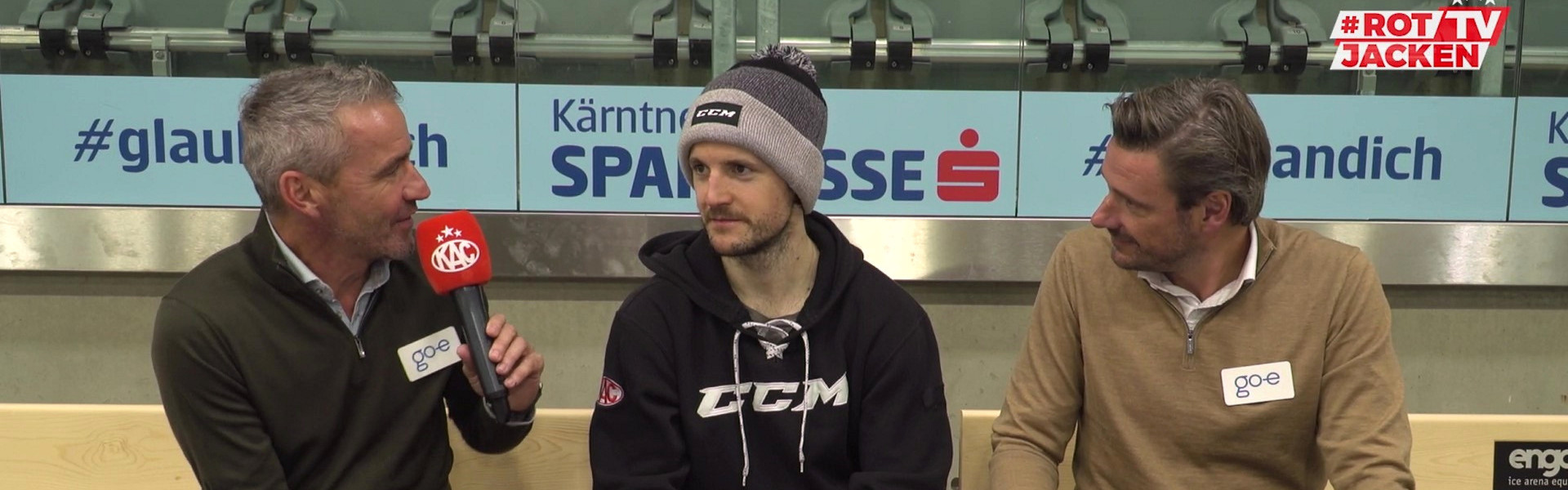 Manuel Ganahl, der Schütze zum wichtigen Ausgleichstreffer des EC-KAC im Schlussdrittel, gastiert bei #Rotjacken-TV - Das Magazin