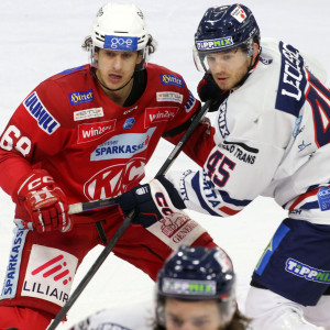 Luka Gomboc gegen Guillaume Leclerc, Fehérvárs ersten Torschützen im Spiel Luka Gomboc gegen Guillaume Leclerc, Fehérvárs ersten Torschützen im Spiel