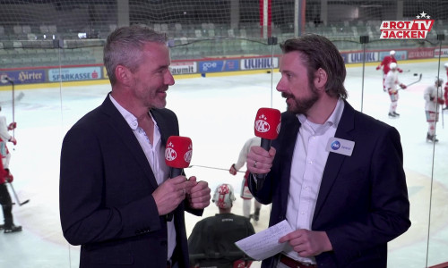 Joschi Peharz und Marc Brabant melden sich direkt vom Abschlusstraining der Rotjacken vor dem Halbfinalauftakt
