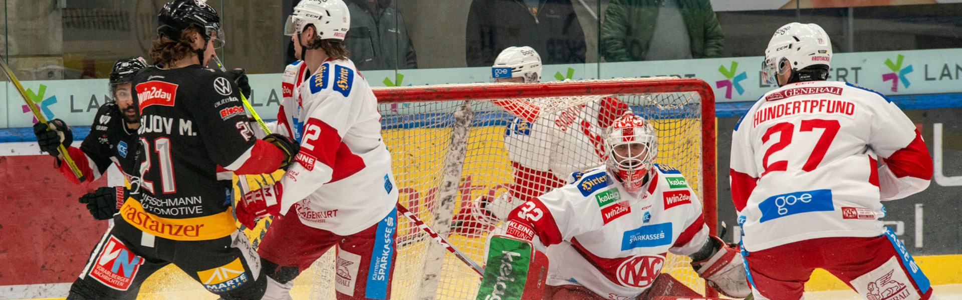 Dank gutem Unterzahlspiel und gestützt auf einen starken Sebastian Dahm siegte der EC-KAC bei den Pioneers Vorarlberg mit 4:2