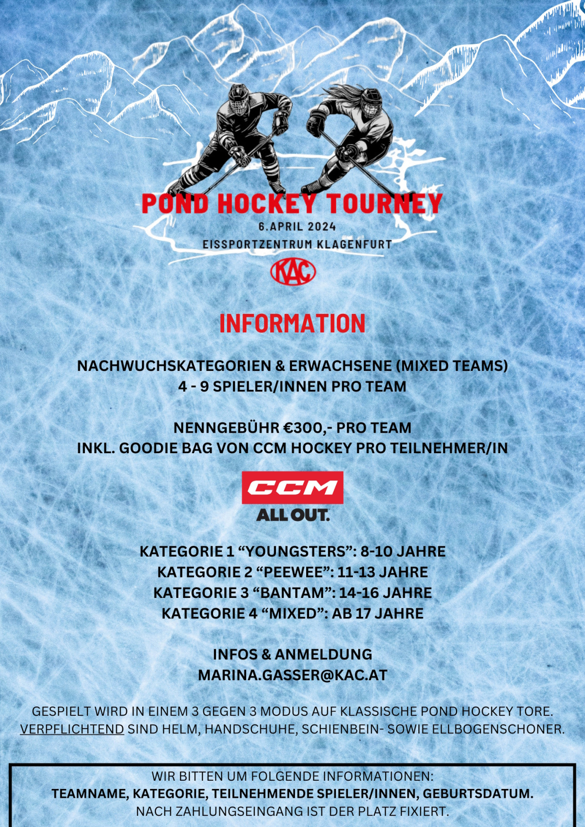 Die Eckdaten zum Pond Hockey Tourney des EC-KAC am 6. April