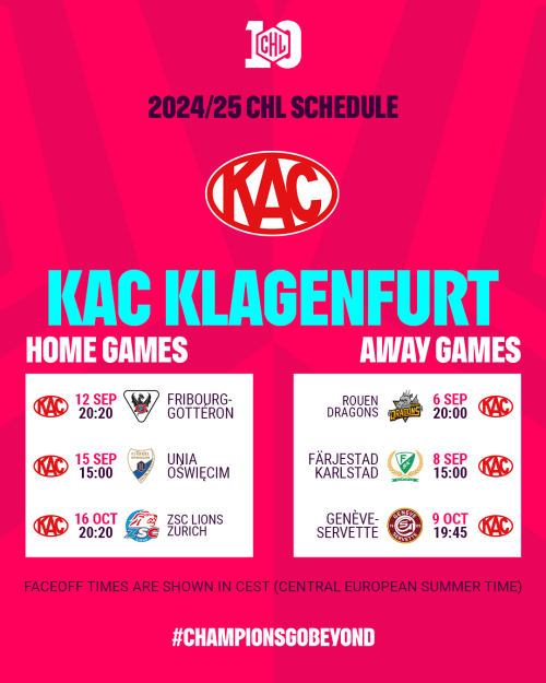 Die Spieltermine der Rotjacken in der Regular Season der Champions Hockey League