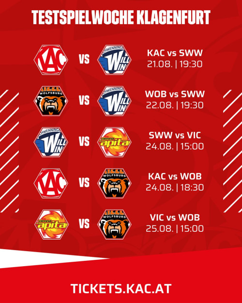 Die Spieltermine der Testspielwoche in Klagenfurt