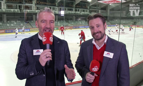 Joschi Peharz und Marc Brabant stimmen im Magazin von #Rotjacken-TV auf die am Dienstag beginnende Halbfinalserie ein