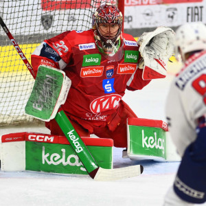 Sebastian Dahm war einmal mehr ein sicherer Rückhalt und verbuchte sein 45. Bewerbsspiel-Shutout im KAC-Trikot