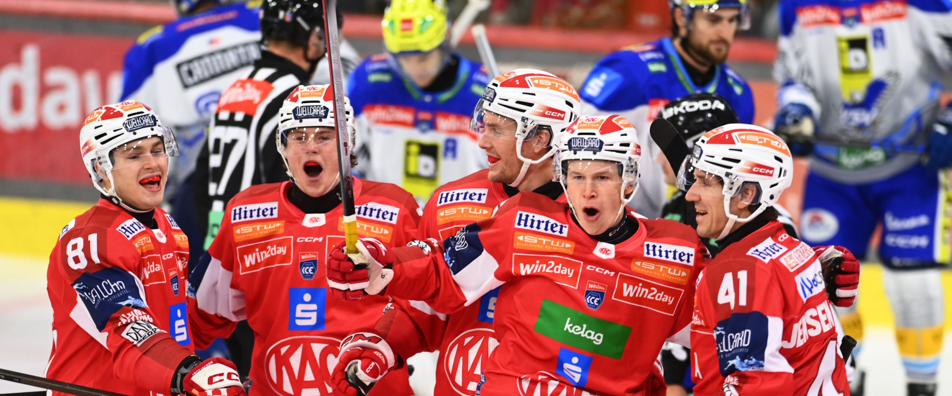 Tobias Sablattnig und David Waschnig schossen den EC-KAC gegen Villach früh auf die Siegerstraße